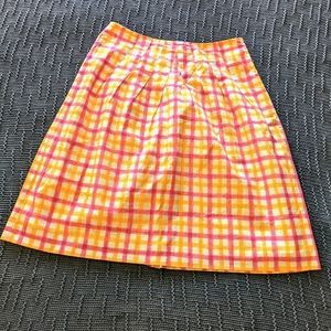 Talbots Yellow and Pink Plaid A-Line Skirt